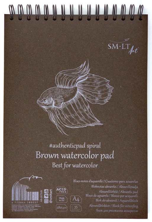 SMLTArt_Authentic_Brown_watercolor_ryba_A4_spirala_AB-35TS-B.jpg